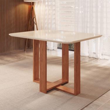 Imagem de Mesa de Jantar 120cm Retangular Tampo de Vidro Leila Moveis Zamarchi