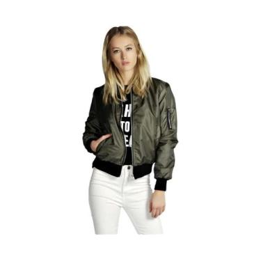 Imagem de Jaqueta Bomber Vintage Feminina Com Gola O, Moda De Rua De Outono, Zíp