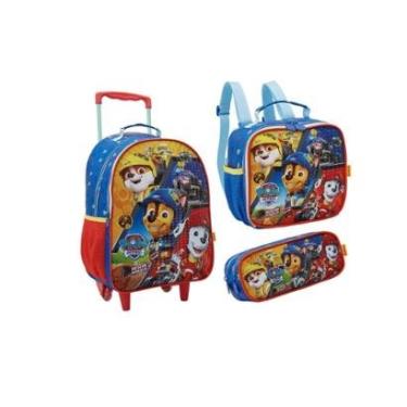 Imagem de Kit Mochila Com Carrinho e Rodas com Lancheira e Estojo-Unissex