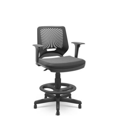Imagem de Cadeira Mocho Caixa Alta Beezi Base Standard Plaxmetal Braços Reg Pret