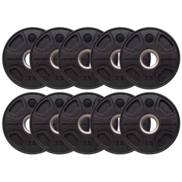 Imagem de Kit 10 Anilhas Elite Emborrachada 4 Grips 2,5kg