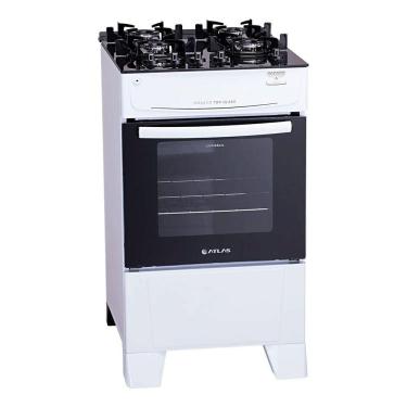 Imagem de Fogão 4 Bocas Atlas Branco Mesa de Vidro Mônaco Top Bivolt