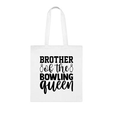 Imagem de Bolsa tote Brother Of The Bowling Queen, irmão, presente para irmão, bolsa de ombro irmão, bolsas reutilizáveis para irmão, presente para irmão da irmã e irmão s, Branco