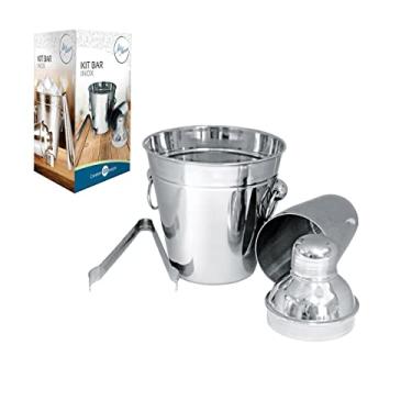 Imagem de Kit Bar 3 Pçs em Aço Inox com Coqueteleira 500ml, Balde e Pegador Art house