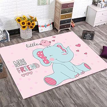 Imagem de jia cool, Tapete de desenho animado, tapete de princesa e castelo para decoração de sala de estar, tapete antiderrapante para jogos para quarto de crianças, tapete infantil (elefante de bebê de 50 x 80 cm)