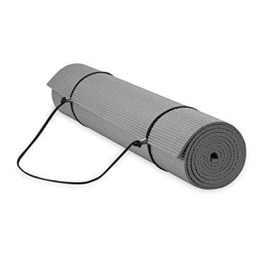 Imagem de Gaiam Tapete de ioga Essentials Premium com alça para tapete de ioga, cinza, 182 cm C x 61 cm L x 0,6 cm de espessura