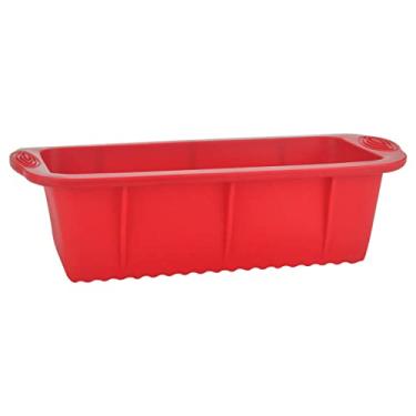 Imagem de Forma De Silicone Retangular Bolo Pão Pudim Torta Original VERMELHA