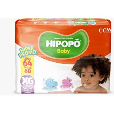 Imagem de Kit 2 Pacotes Fralda Descartável Infantil Hipopó Baby Hiper XG Grande