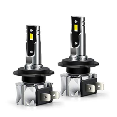 Imagem de Ruiandsion Lâmpadas de farol LED H7, tamanho mini livre de erros Canbus com ventilador de resfriamento, kit de conversão de faróis de neblina 6000K branco super brilhante H7, inserção direta sem fio, pacote com 2