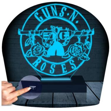 Imagem de Luminária Led Abajur  3D  Guns N Roses Rock 2 - Rb Criações