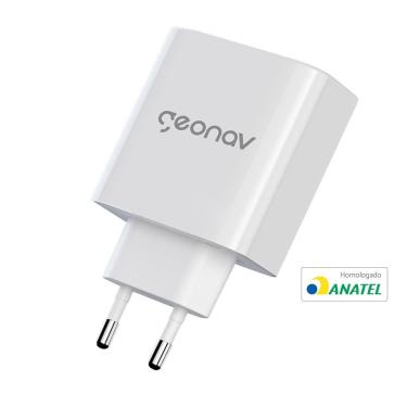 Imagem de Carregador de Tomada Geonav Turbo Duo 48W com USB-A e USB-C para Celulares e Dispositivos Eletrônicos 