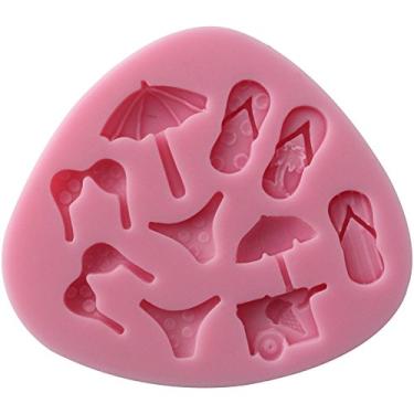 Imagem de Funshowcase Molde de decoração de bolo de silicone de férias de praia para decoração de bolo de fondant, topo de cupcake, argila de polímero, artesanato, epóxi de resina, fabricação de joias