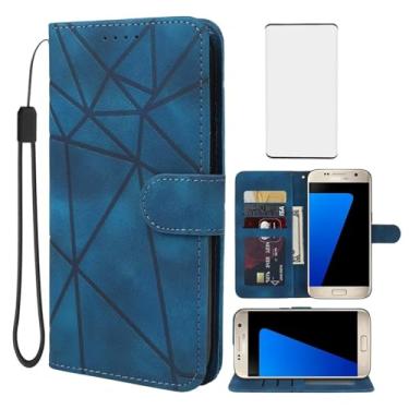 Imagem de Wanyuexes Capa para Galaxy S7, capa carteira para Samsung S7 SM-G930A com protetor de tela de vidro temperado, toque de pele PU, flip fólio, suporte para cartão de crédito, suporte para celular para