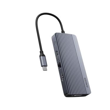 Imagem de Anker Hub USB C 10 em 1, estação de ancoragem USB C de tela dupla, um HDMI 4K a 30 Hz, VGA 1080p, entrega de energia de 100W, portas de dados USBC e A de 5 Gbps, para laptop Dell XPS, Dell Vostro 5320