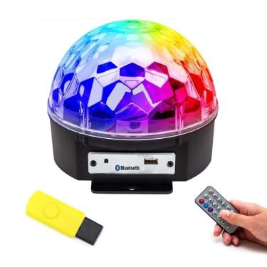 Imagem de Globo Colorido Strobo Rgb Iluminação Jogo de Luz Dj Bluetooh MP3 Musica c/Controle Festa em Casa