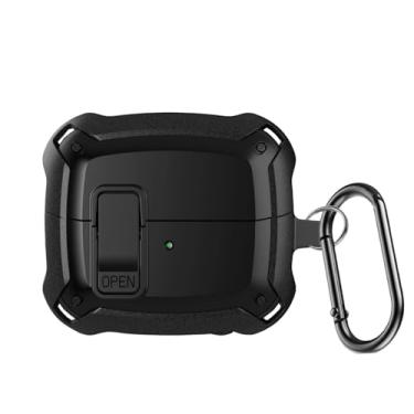Imagem de TSVSXS Capa de bloqueio compatível com Samsung Galaxy Buds3 Pro/Galaxy Buds3 (2024) com chaveiro, capa de proteção projetada com armadura robusta com trava segura para homens e mulheres