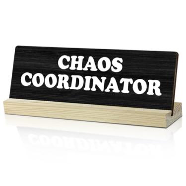 Imagem de Presente engraçado de colega de trabalho de escritório sinal de escritório caos coordenador presentes placa de escritório para mulheres homens mentor líder, decoração de mesa para casa apreciação