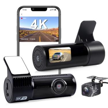 Imagem de XRC TECH Câmera retrovisora 4K WiFi para carro, DVR, compatível com controle de aplicativo, gravador de câmera GPS, FHD 1080p, lente dupla frontal e traseira, visão noturna, gravador de vídeo para
