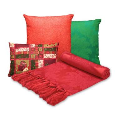 Imagem de Kit Manta Para Sofá Natal com 2 capas 45x45 e 1 capa 30x50 - MUMUDECOR