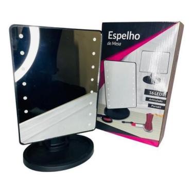 Imagem de Espelho Mesa Portátil 16 Leds Botão Touch À Pilha Cabo Usb - Kadê