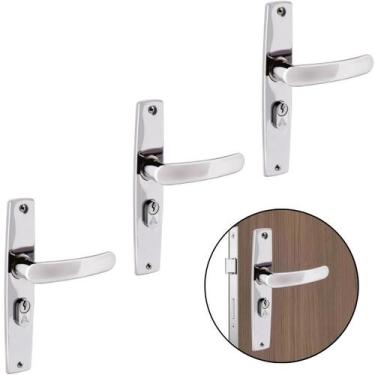 Imagem de Fechadura Para Porta Externa Aço Inox Cromado Kit 05 Un - Alianca