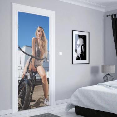 Imagem de Adesivo de Porta Garota Bicicleta - Império da Impressão, P - 70cm x 2