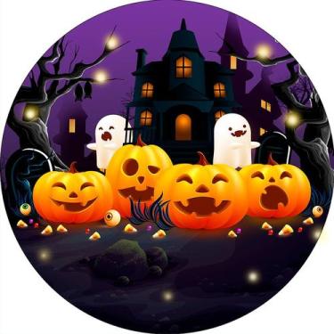 Imagem de Painel De Festa Redondo 1,50x1,50 - Halloween Abóboras e Fantasmas 003
