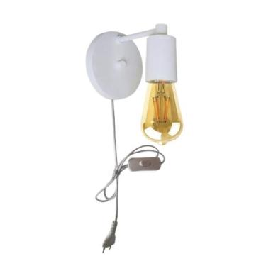 Imagem de Arandela de Parede Cabeceira Cama Quarto Branca + Lâmpada - Arandelas 