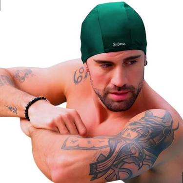 Imagem de Touca Natação Tecido Adulto Elástica Cobre Orelha Unissex Hidroginásti