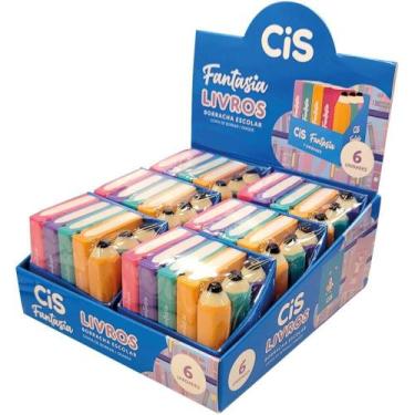 Imagem de Borracha Decorada CIS Fantasia LIVRO/LÁPIS 6 Cores - Display com 6 Uni