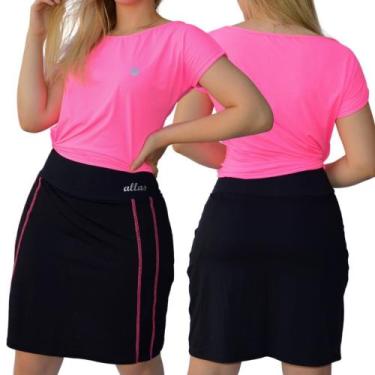 Imagem de Conjunto Short Saia + Blusa Dryfit Moda Fitness Modesta Evangélica Pol