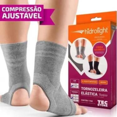 Imagem de Tornozeleira elástica bamboo HIDROLIGHT Original Preto/Cinza, Preto, M