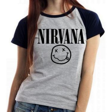 Imagem de Baby look blusa feminina ou Camiseta unissex Nirvana Carinha - Empório