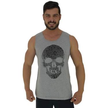 Imagem de Regata Clássica Masculina MXD Conceito Caveira Digital, Cinza, P