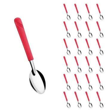 Imagem de Conjunto 24 Colheres Linha Luna Vermelho Aço Inox Sorvete - Taumer, Lu