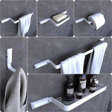 Imagem de Kit Acessórios Para Banheiro Branco Empire 6 peças - CromoShop