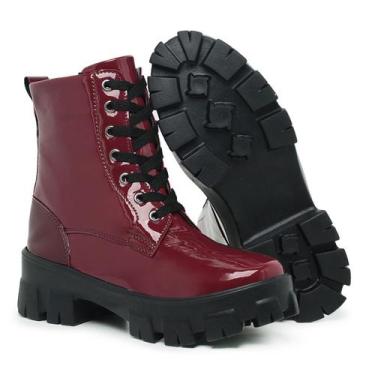 Imagem de Bota Feminina Coturno Feminina Montaria Blogueira, Blogueirinha Verniz