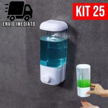 Imagem de Kit 25 Dispenser Detergente Sabonete Líquido Álcool Gel de Parede Auto