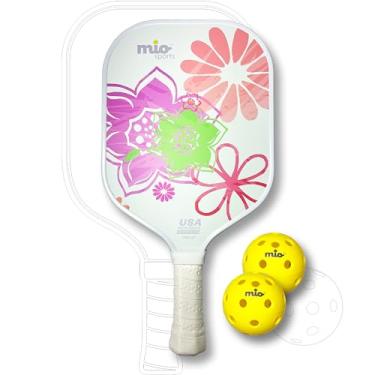 Imagem de Mio Sports Conjunto de pickleball infantil (8 a 12 anos), remo infantil aprovado pela USAPA com superfície texturizada para melhores controles e bolas menores para um ótimo ponto ideal.
