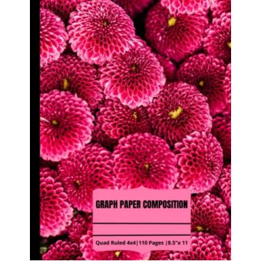 Imagem de Graph Paper Composition: Quad Ruled 4x4 | 110 Pages | Large 8.5"X11" | Grid Paper Notebooks for Students | Floral Design Series | Graph Paper Composition