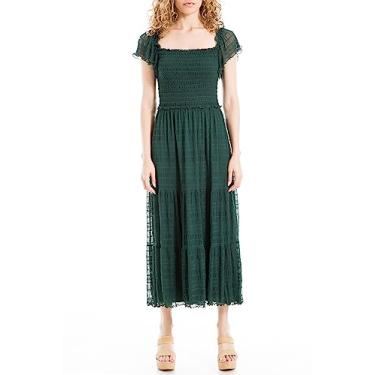 Imagem de Max Studio Vestido midi feminino com manga esvoaçante, Verde floresta, P