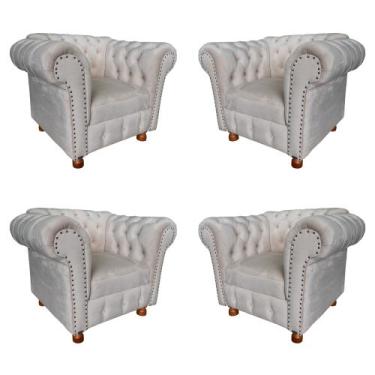 Imagem de Quatro Poltronas Chesterfield Luiz Xv - Suede Nude / Decoração, recepç