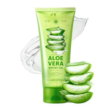 Imagem de Nature Republic Gel aquoso suave e úmido de aloe vera (tubo), hidratação rápida e textura não pegajosa de absorção rápida, pacote de resfriamento pós-sol, rosto hidratante, pele e cabelo, cuidados com