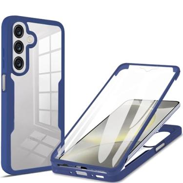 Imagem de Ysnzaq Capa transparente para Samsung Galaxy A56 / Galaxy A36, [protetor de tela embutido] Proteção total de 360° PC rígido e TPU macio à prova de choque para Samsung Galaxy A56 QB azul