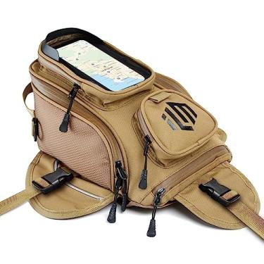 Imagem de ILM Bolsa para tanque de motocicleta, magnética, 4 alças reforçadas, com fecho reforçado, à prova d'água, bolsa para celular BT01