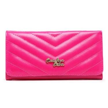 Imagem de Carteira Carolina Silva com Costura Chevron Fecho Magnético, Rosa pink