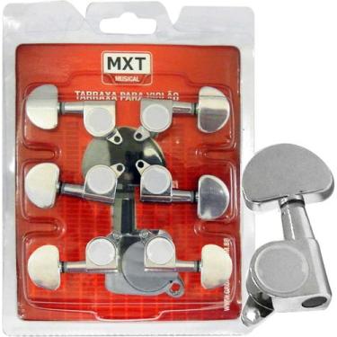 Imagem de Jogo De Tarraxa 3 + 3 Blindada Cromada Para Violão e Guitarra - MXT