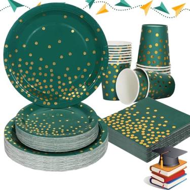 Imagem de 200 peças de decoração verde para festa de Natal pratos de papel verde e dourado para festa de aniversário pratos e guardanapos suprimentos para festa para aniversário casamento chá de bebê decoração conjuntos de louça