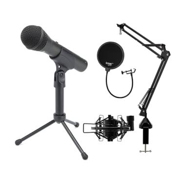 Imagem de Microfone USB dinâmico portátil Samson SAQ2UTB com braço Knox Gear Boom, suporte de choque, pacote de filtro pop