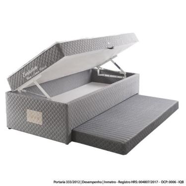 Imagem de Cama Box Baú Conjugada Solteiro Herval Evolution com Cama Auxiliar, Molas Bonnel, 63 x 88 x 188 cm